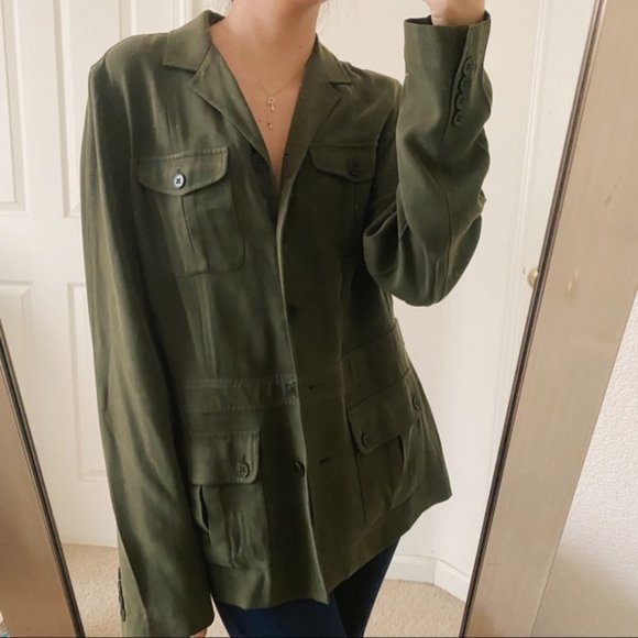 Lauren Ralph Lauren Green Jacket Top M - Picture 6 of 7